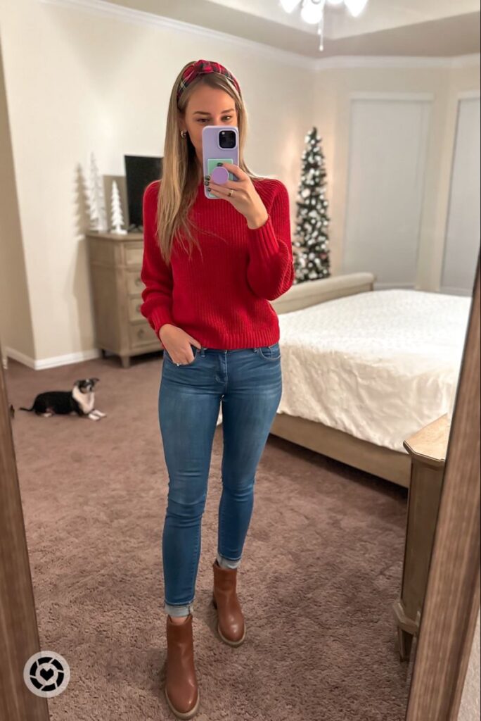 Classic Cozy Cheer with Jeans and Boots