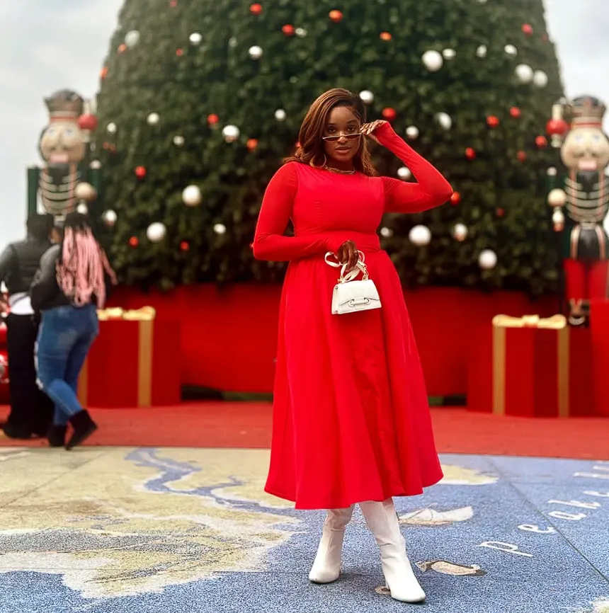 Bold Red Dress with Sleek White Boots
