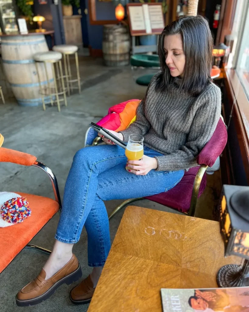 Cozy Café Look with Lug Sole Loafers