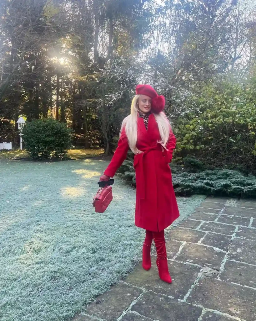 Timeless Winter Elegance with Red Boots