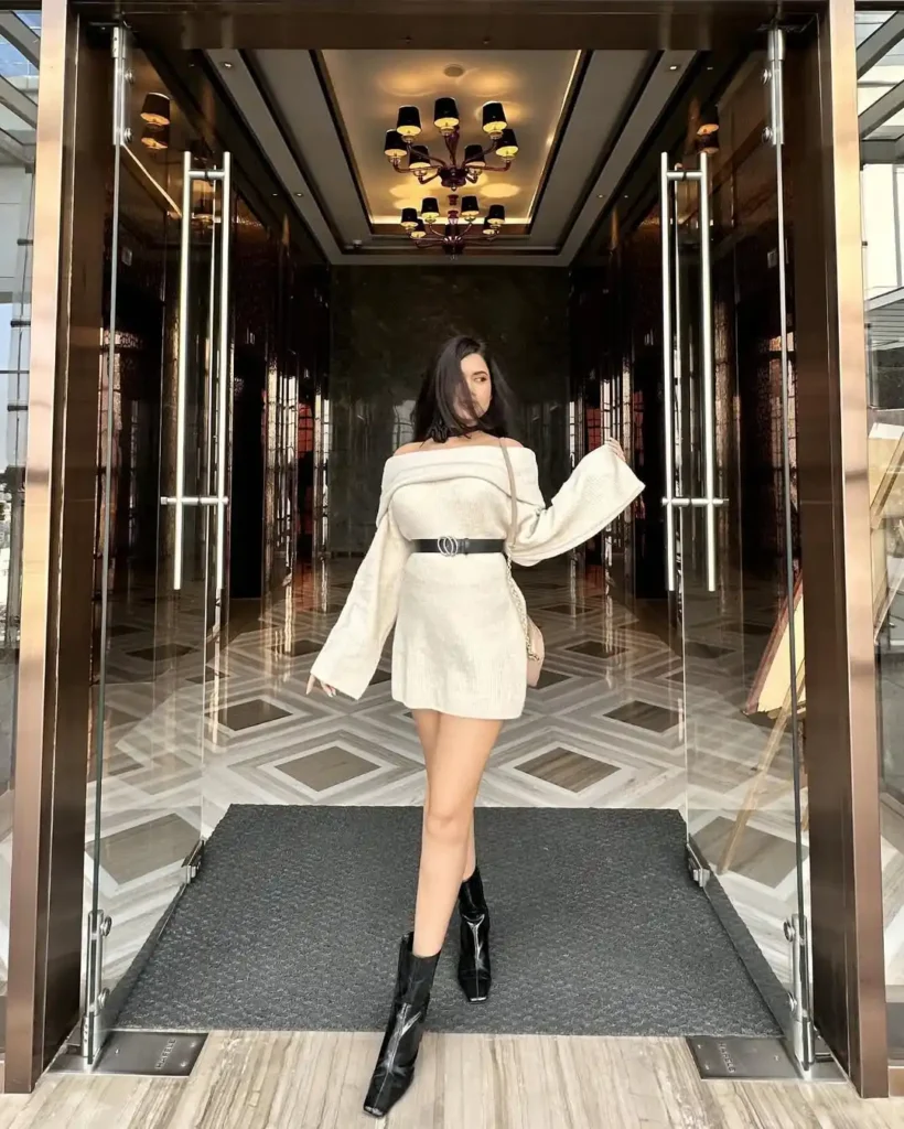 Sleek Christmas Glam with Black Patent Ankle Boots