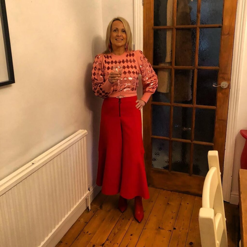 Sparkling Evening Glam with Red Boots