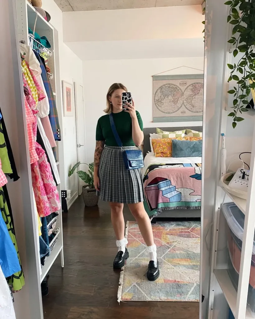 Preppy Plaid Charm with Chunky Loafers 