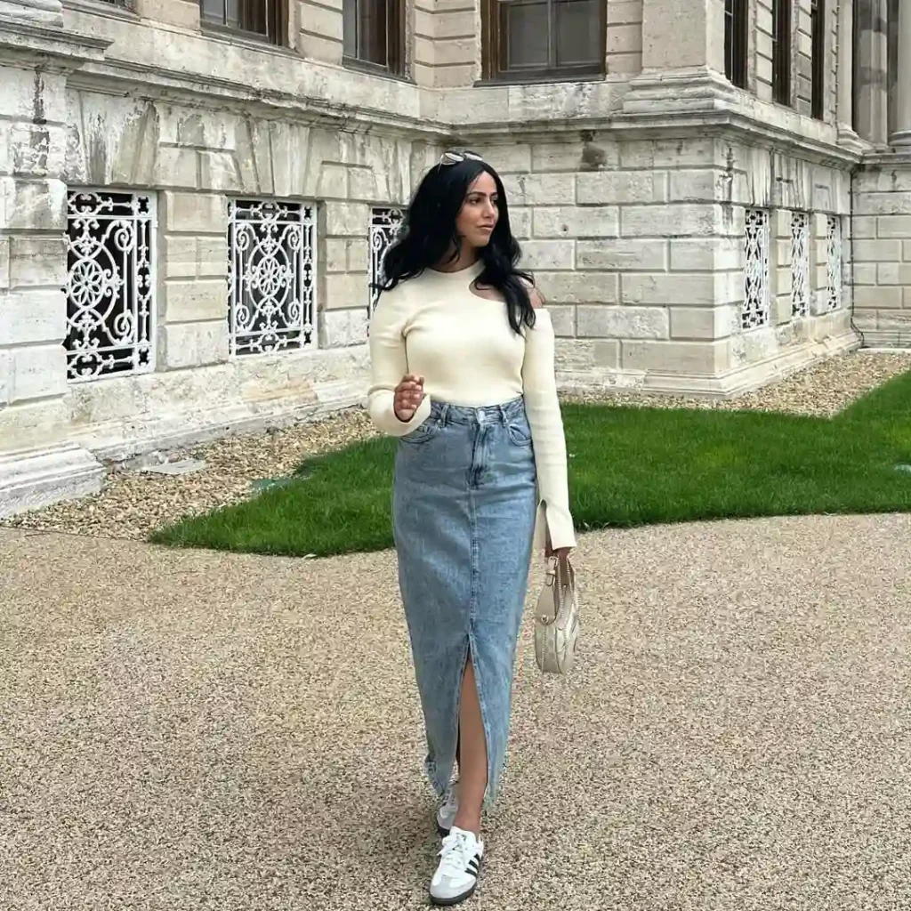 Denim Elegance with Samba Sneakers