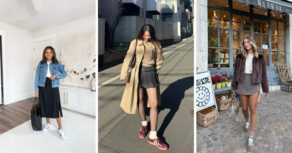 16 Chic Winter Skirt Outfits with Adidas Samba to Try This Season