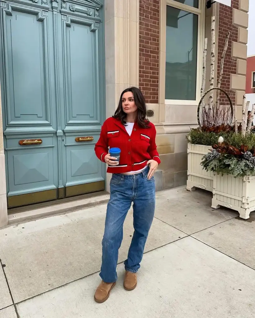 Casual Christmas Street Style with Jeans and Boots