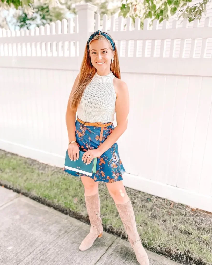 Soft Neutrals with a Bright Summer Skirt