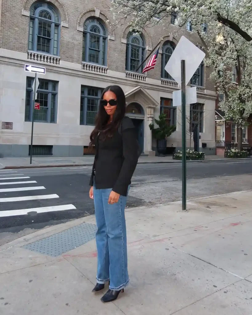 Black Blazer with Straight-Leg Jeans