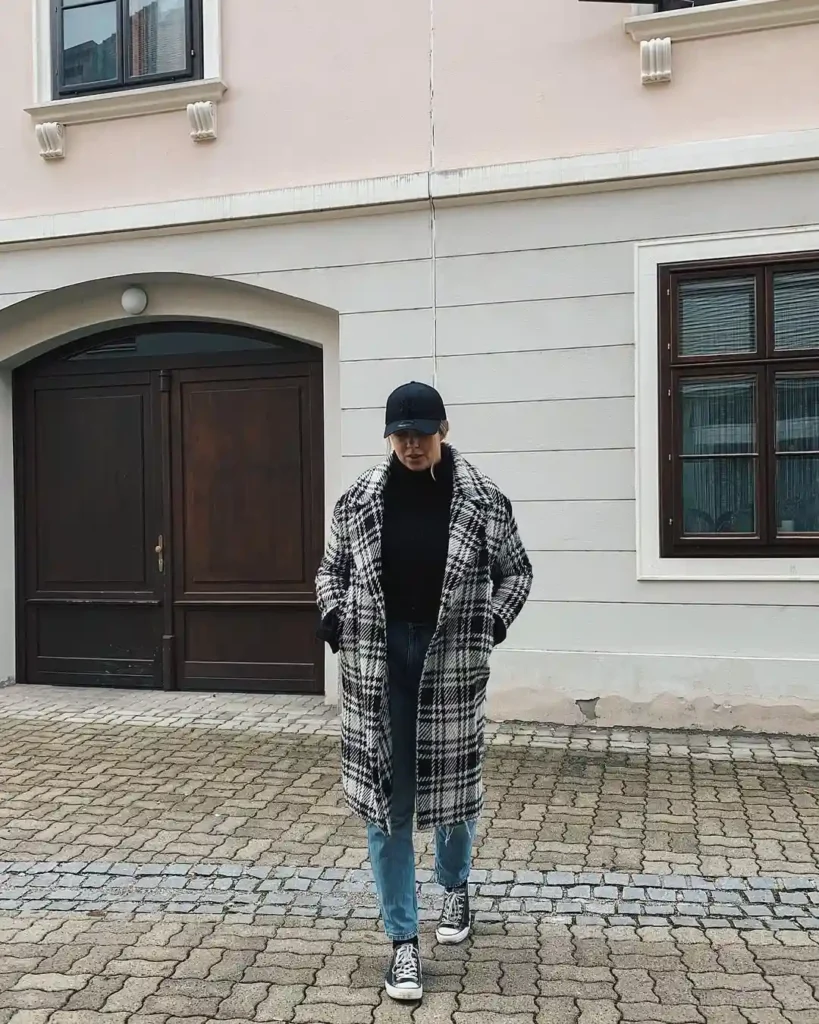 Black and White Winter Cool with Sneakers