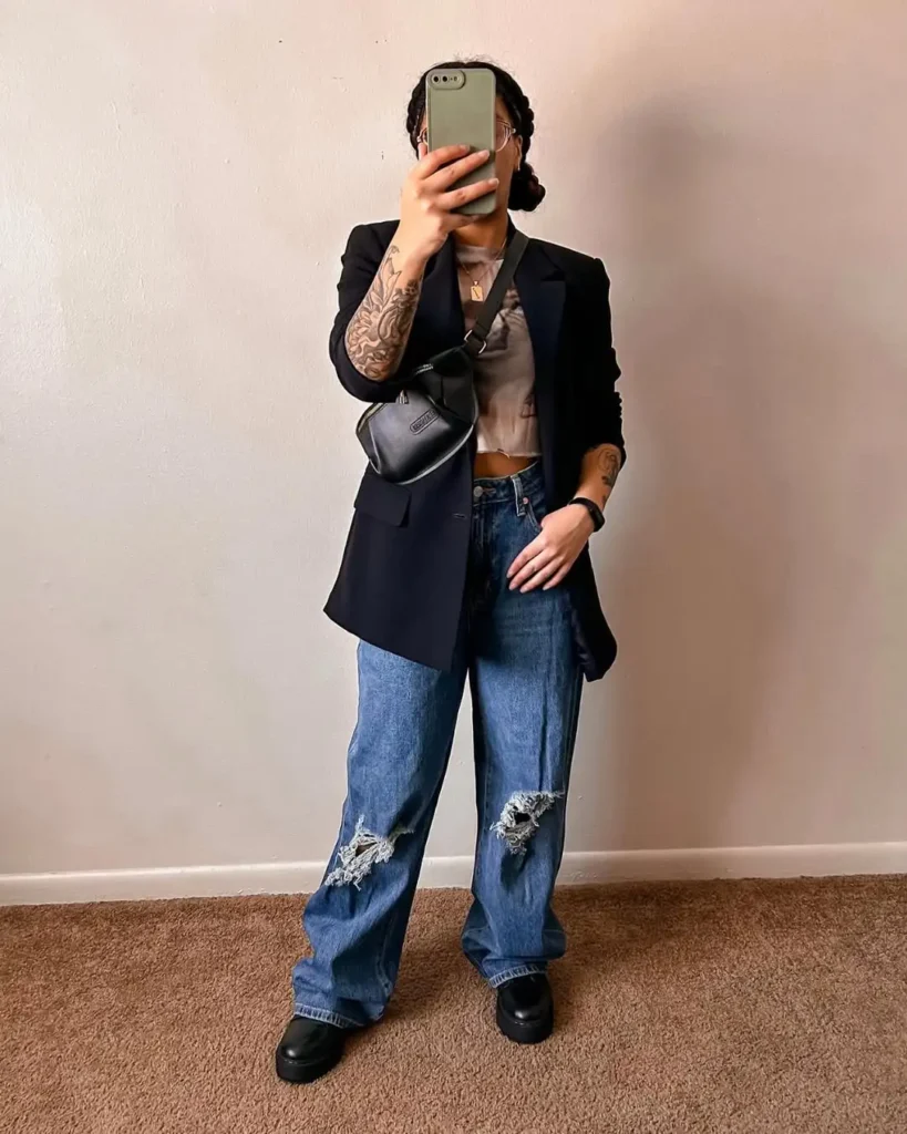 Oversized Denim with Chunky Chelsea Boots