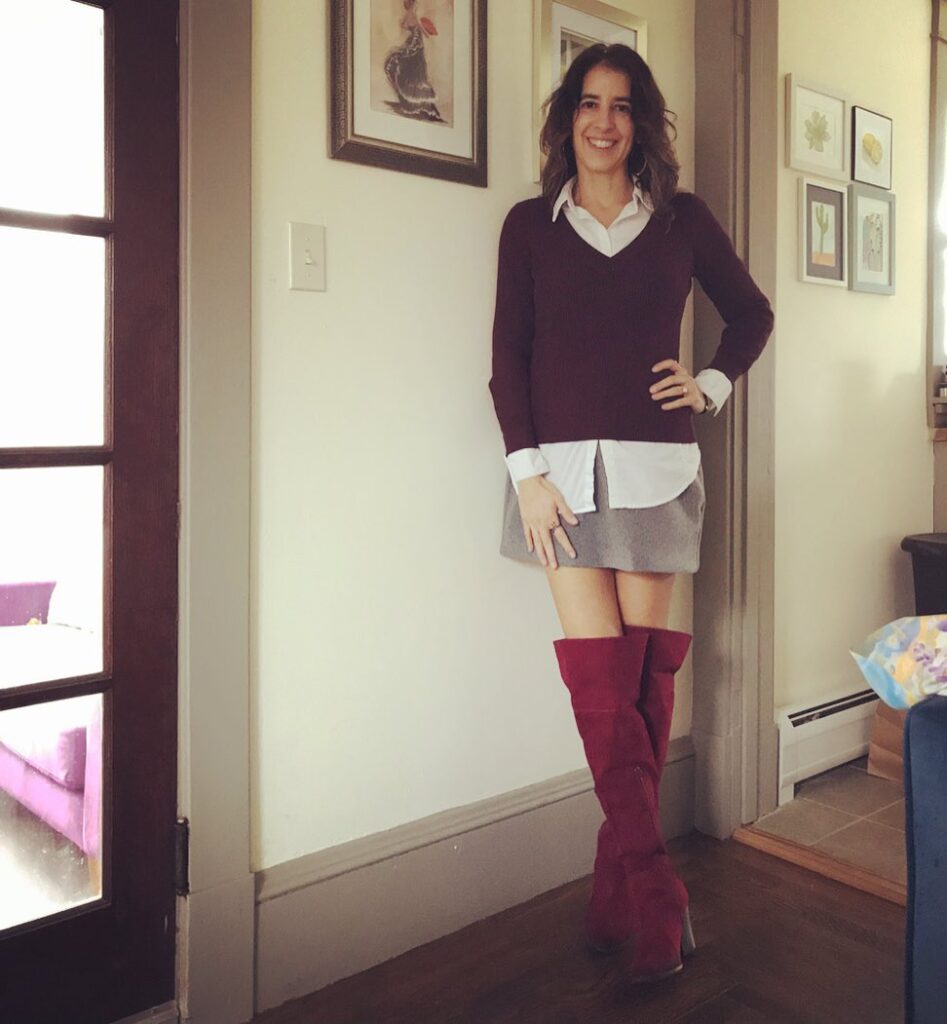 Warm Layers with Bold Suede Boots