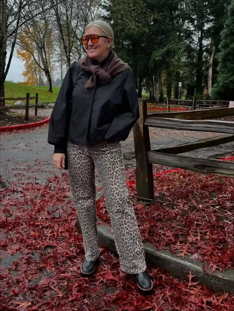 Winter Street Style with Leopard Pants and Chelsea Boots