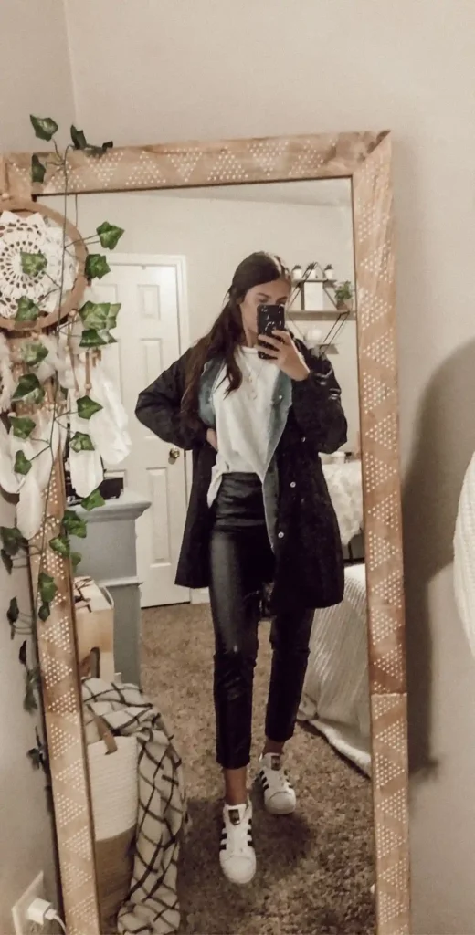 Simple Indoor Winter Style with Adidas Superstar