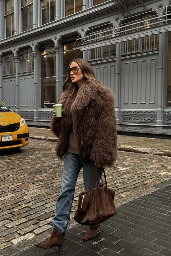 Cozy Street Style with Brown Suede Boots
