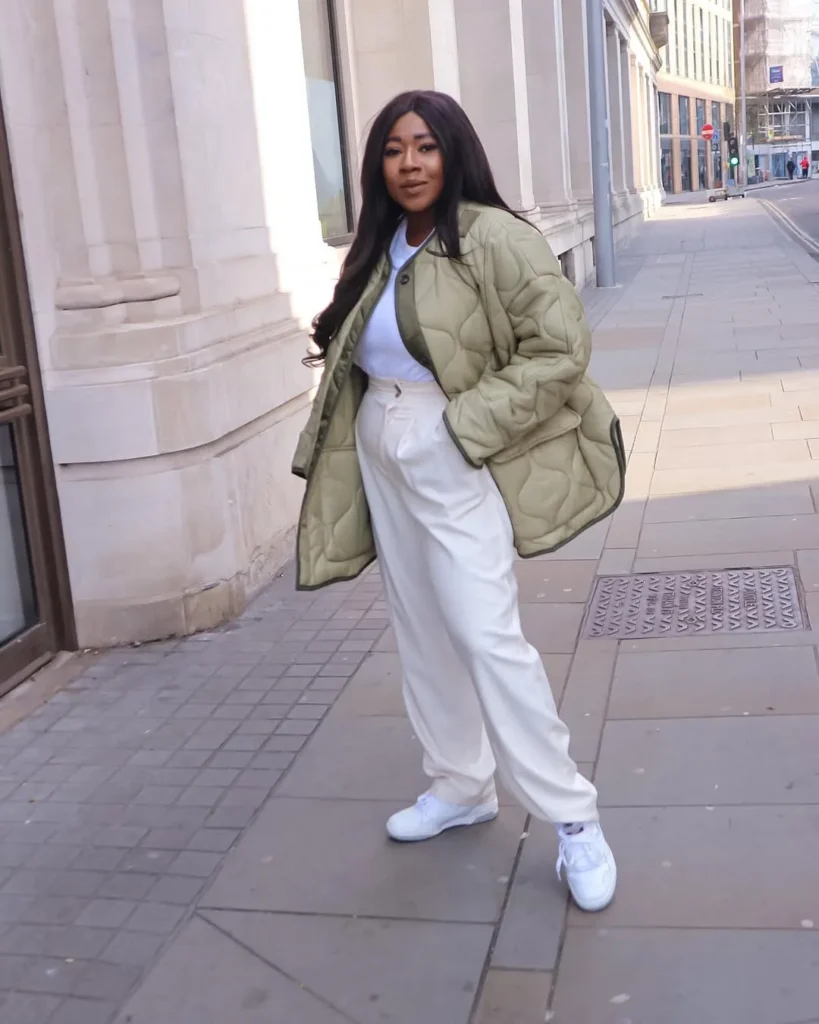 Soft Green and White Winter Look with New Balance