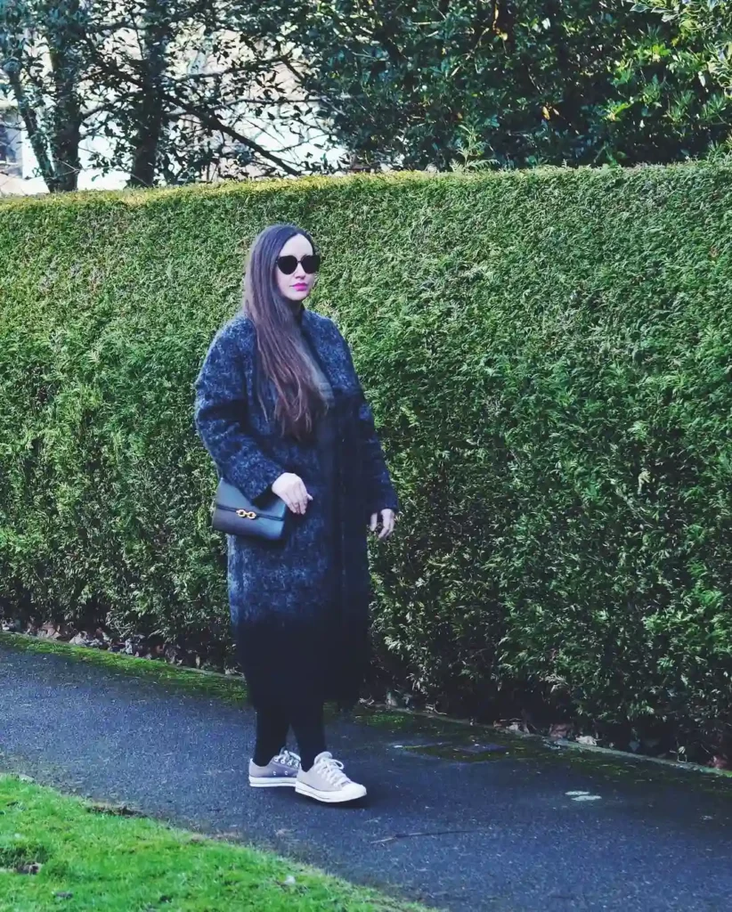 Elegant Winter Walk Look with Converse