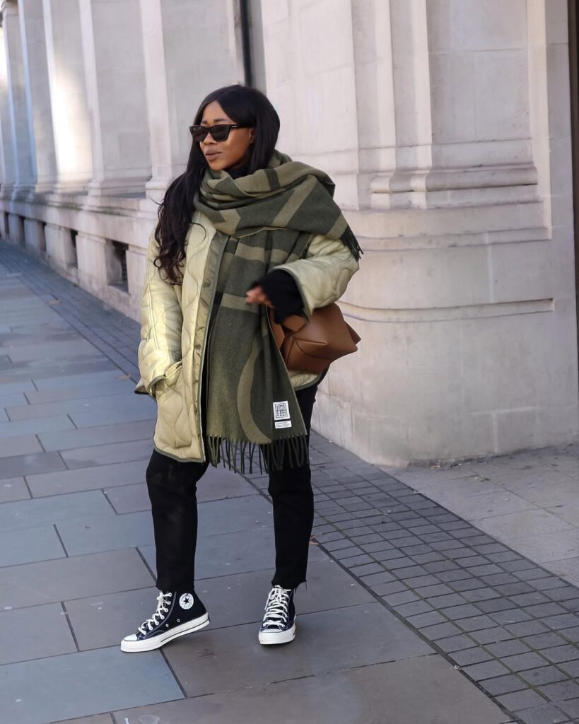 Layered Winter Warmth with Converse