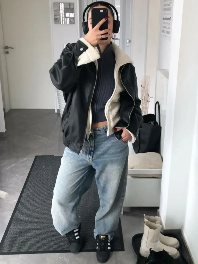 Casual Cozy Winter Look with Adidas Superstar