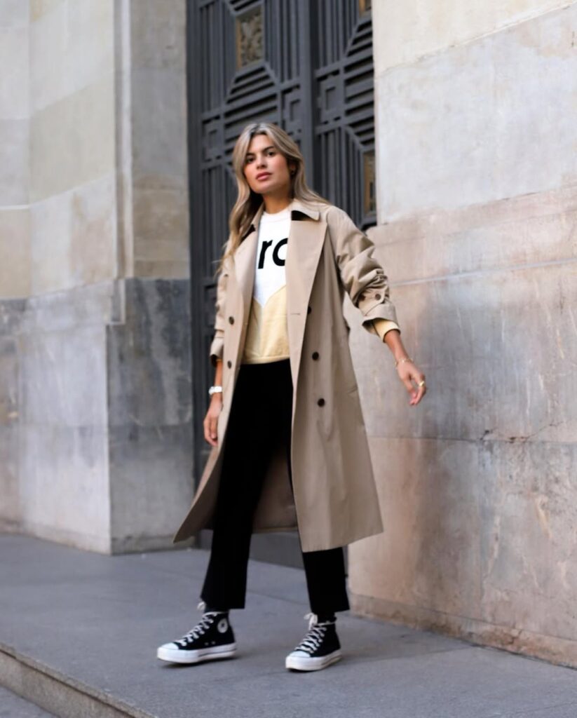 Classic Trench Elegance with Converse