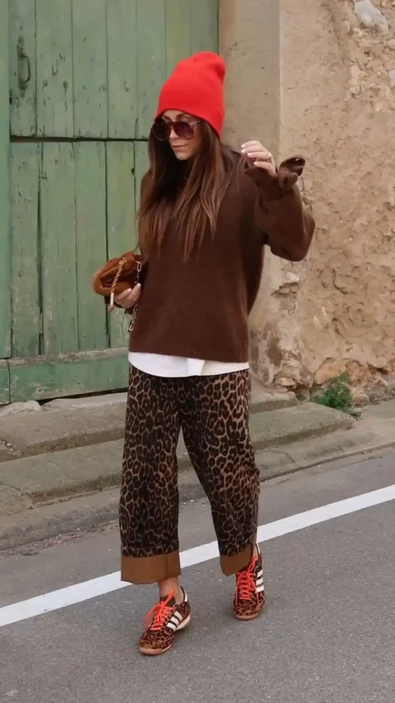 Casual Street Style with Animal Print Sambas