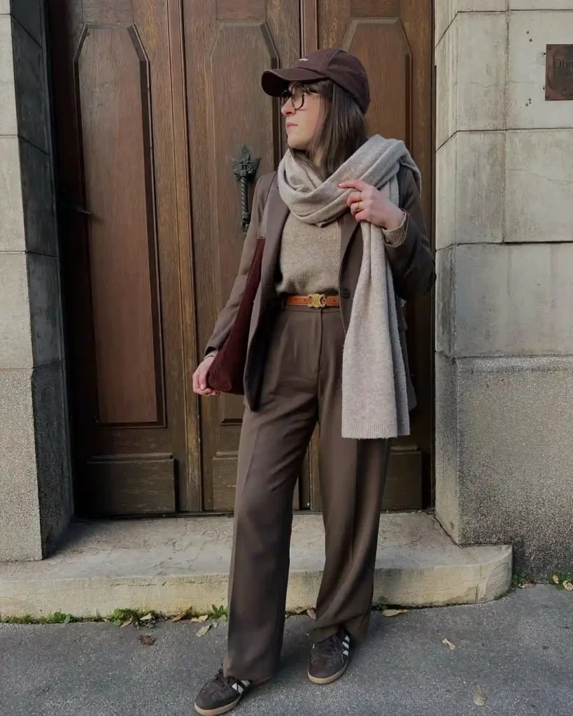 Cozy Autumn Layers with Brown Sambas