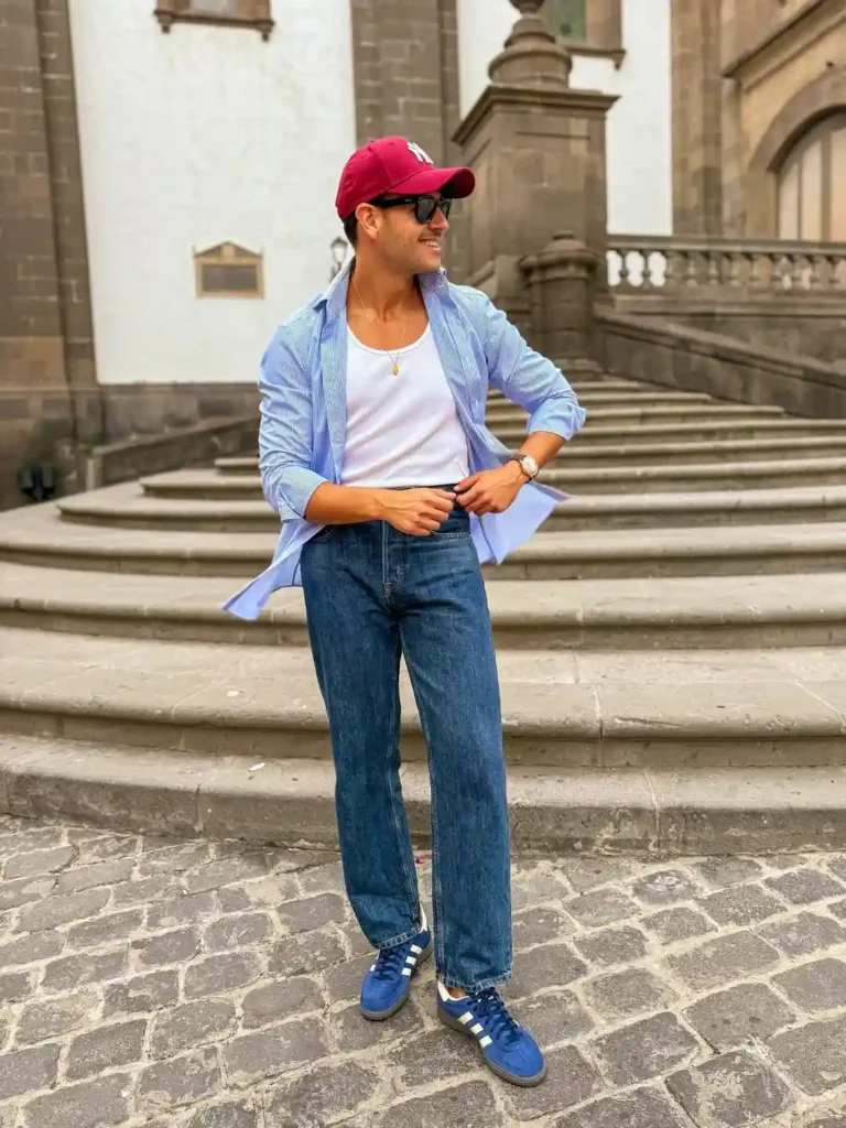 Relaxed Heritage Denim with Old Money Sneakers