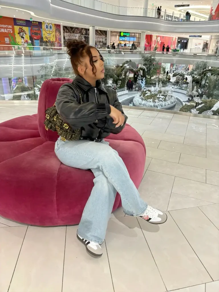 Effortless Mall Chic with Bootcut Jeans & Adidas Samba