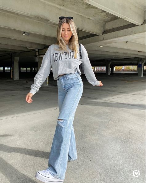 Relaxed Street Energy with Bootcut Jeans & Converse
