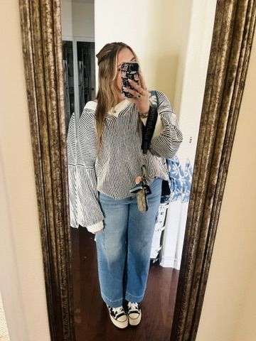 Relaxed Stripes with Barrel Jeans and Converse