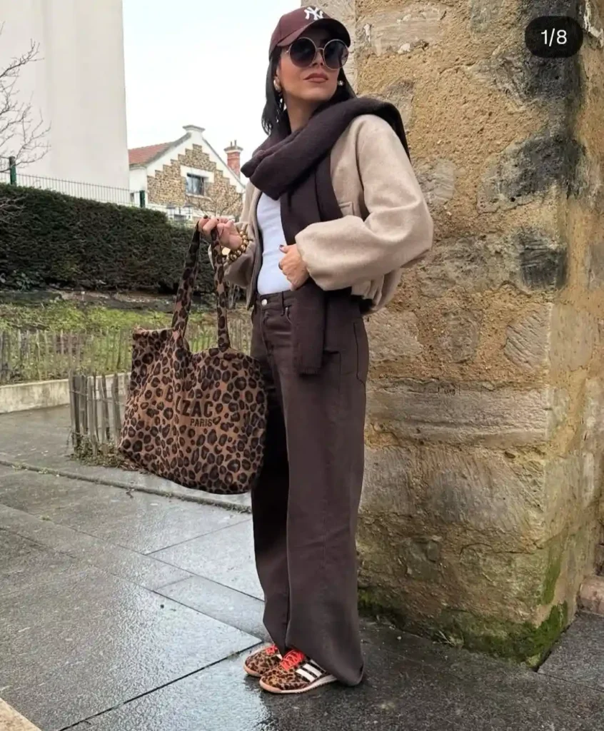 Cozy Neutrals with Animal Print Sambas