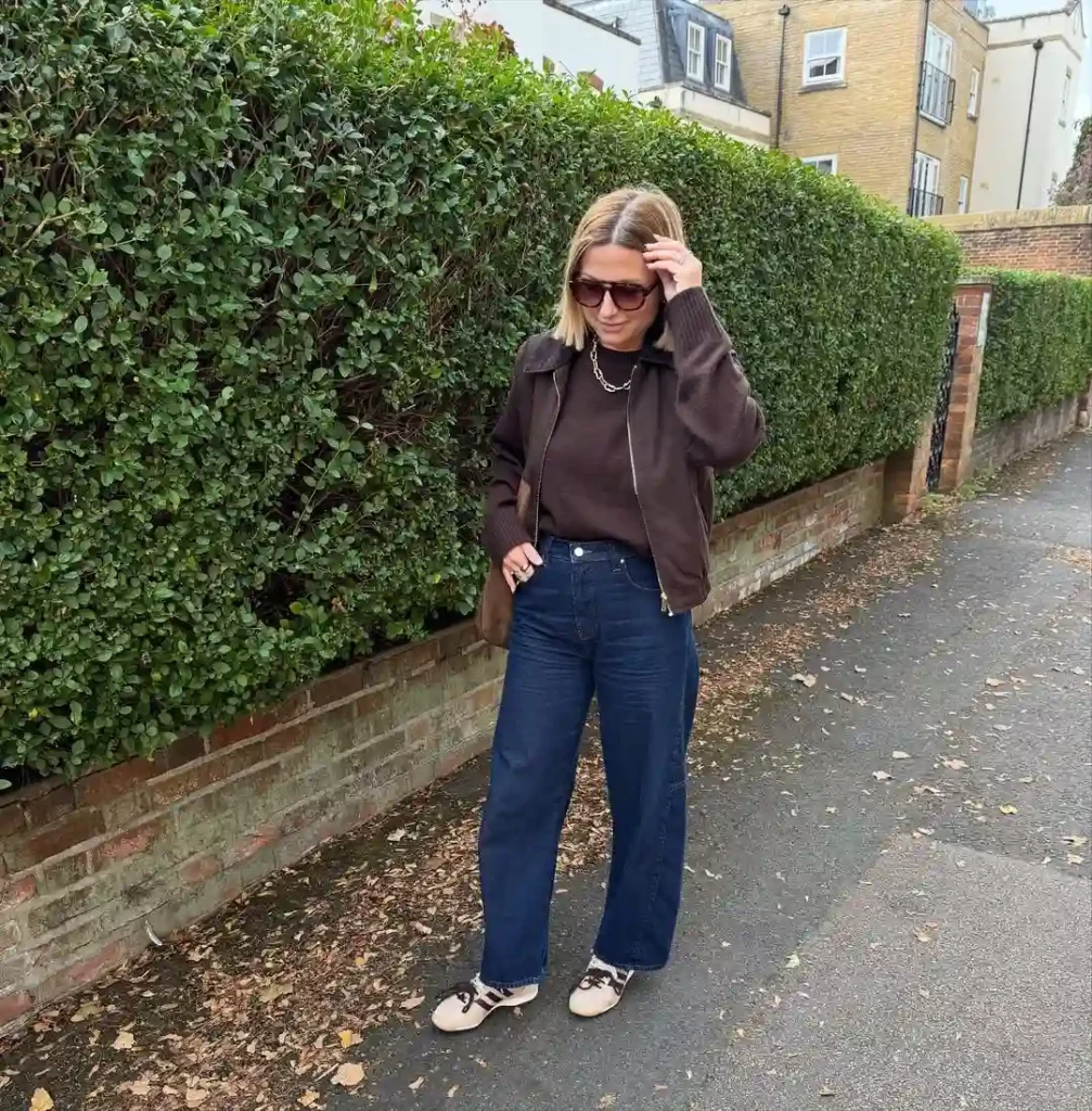 Everyday Polish with Barrel Jeans and Sneakers