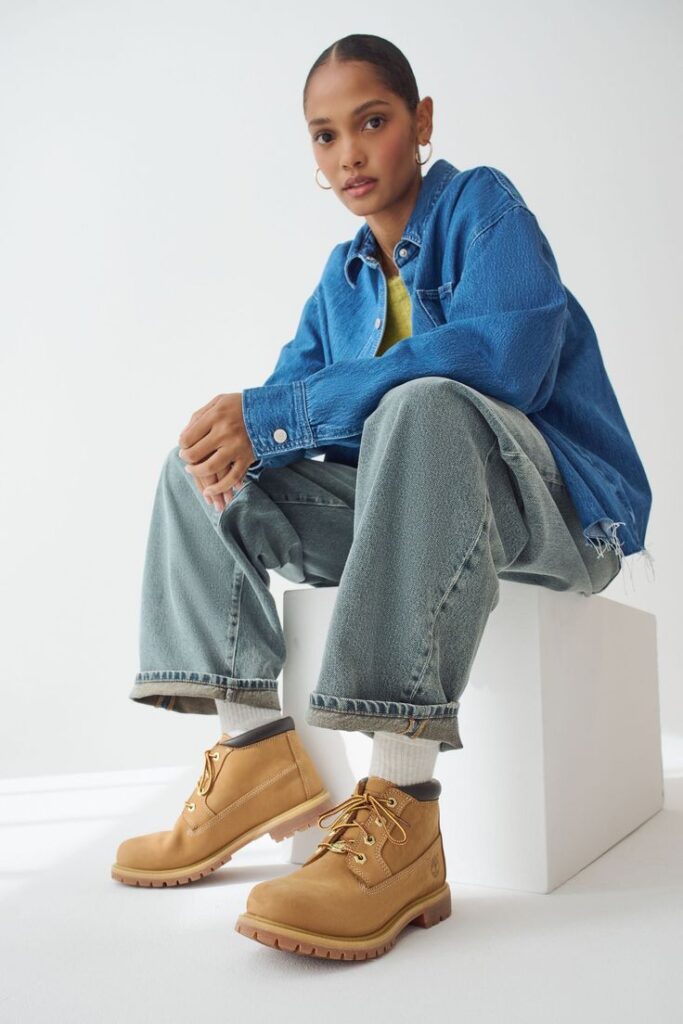 Effortless Denim Ease With Modern Chukka Boots