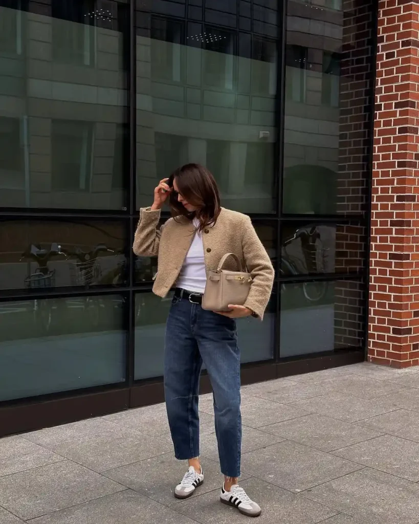 Polished City Ease with Barrel Jeans and Samba