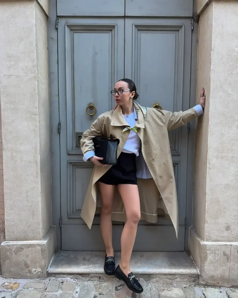Effortless Parisian Trench Coat Outfit with Loafers