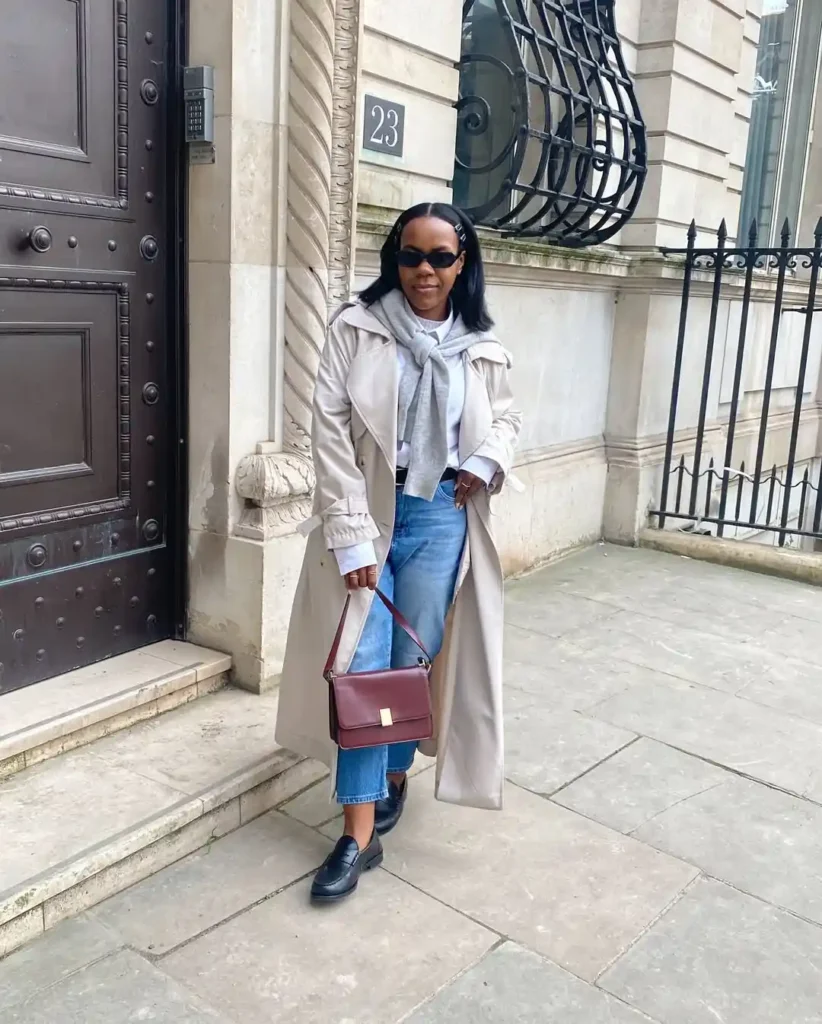 Classic Street Trench Coat Outfit with Loafers