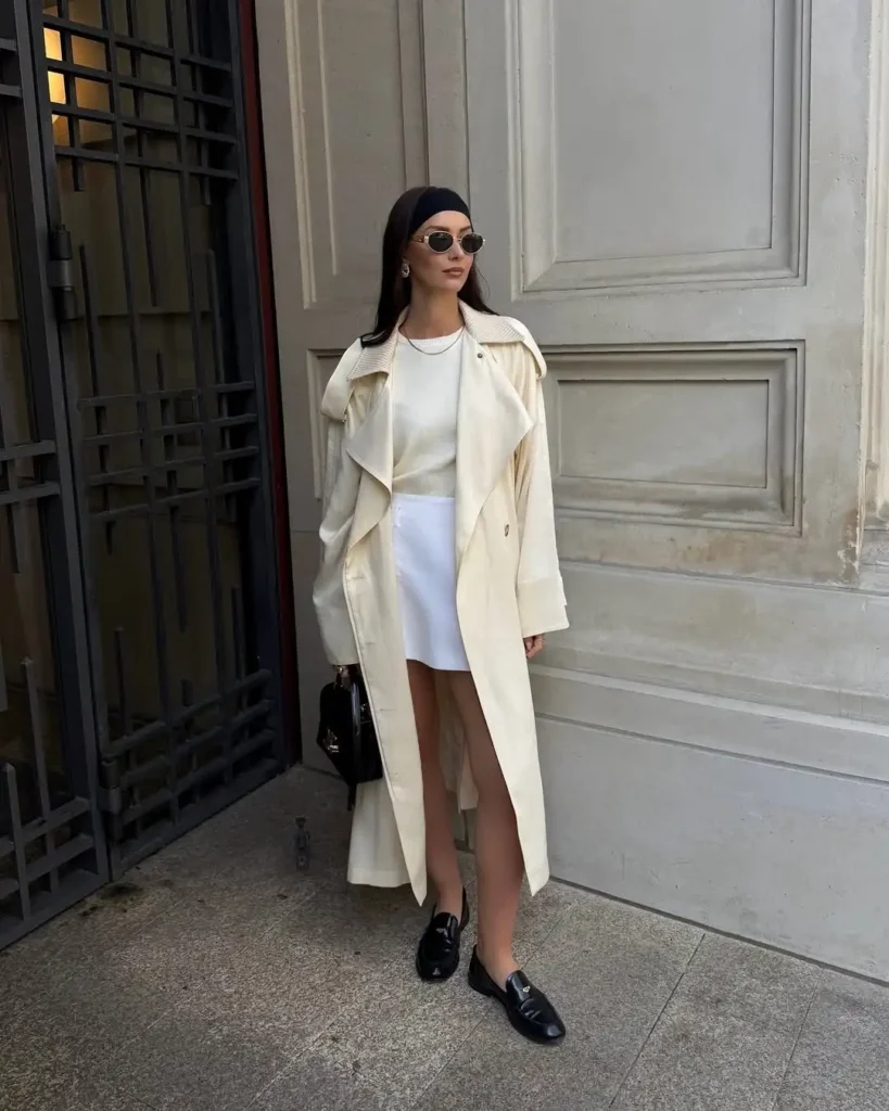 Soft Neutral Trench Coat Outfit with Loafers