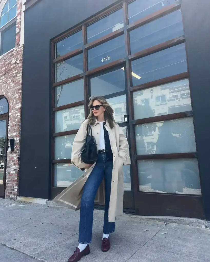 Urban Classic Trench Coat Outfit with Loafers