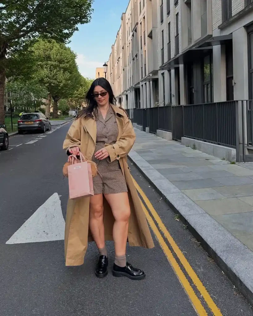 Playful Street Trench Coat Outfit with Loafers