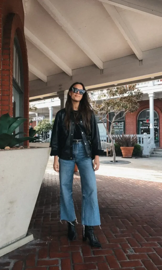 Street-Ready Cool with Wide-Leg Jeans and Black Boots