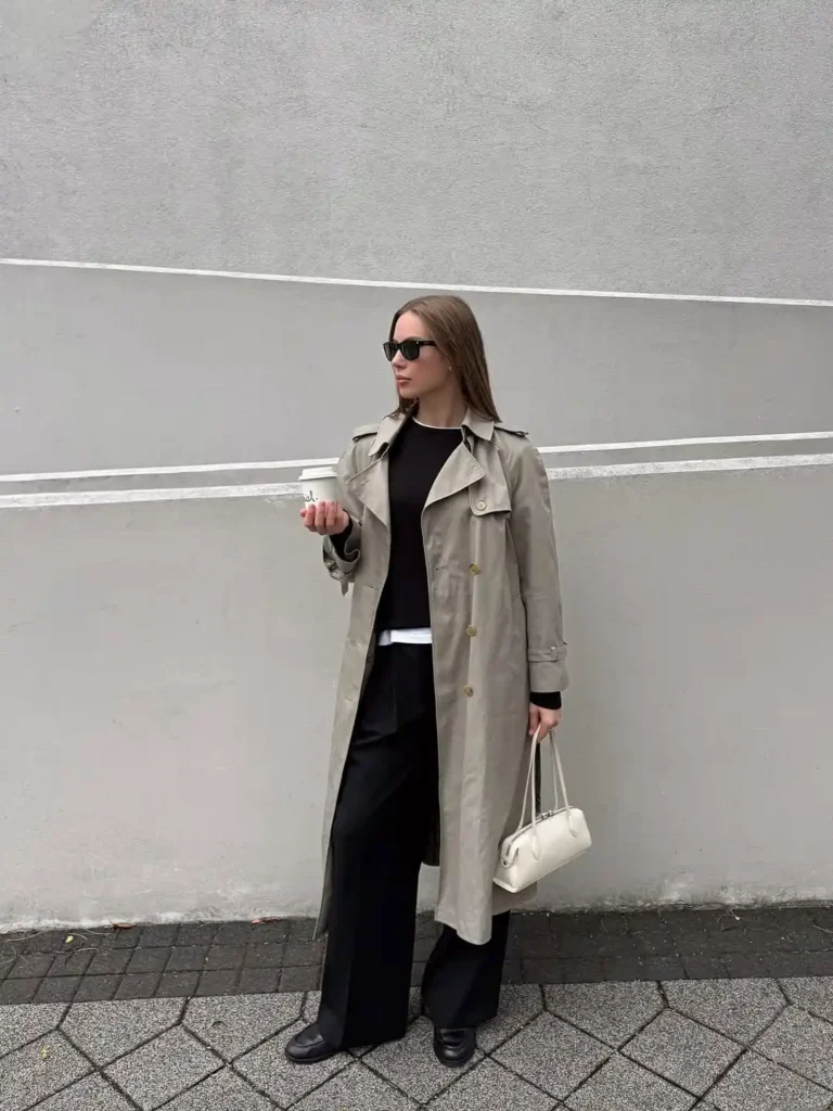 Minimal City Trench Coat Outfit with Loafers