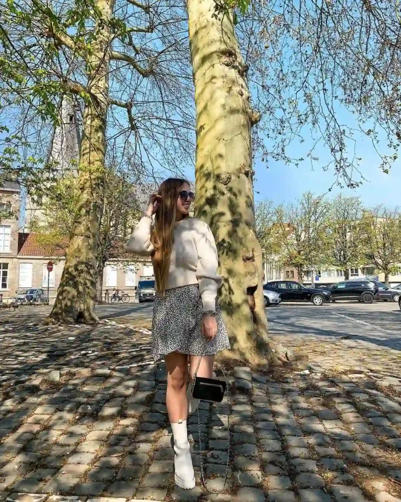 Soft Spring Dress Outfit with Chelsea Boots