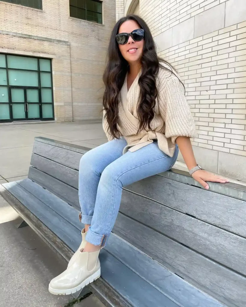 Casual Knit and Denim Outfit with Chelsea Boots