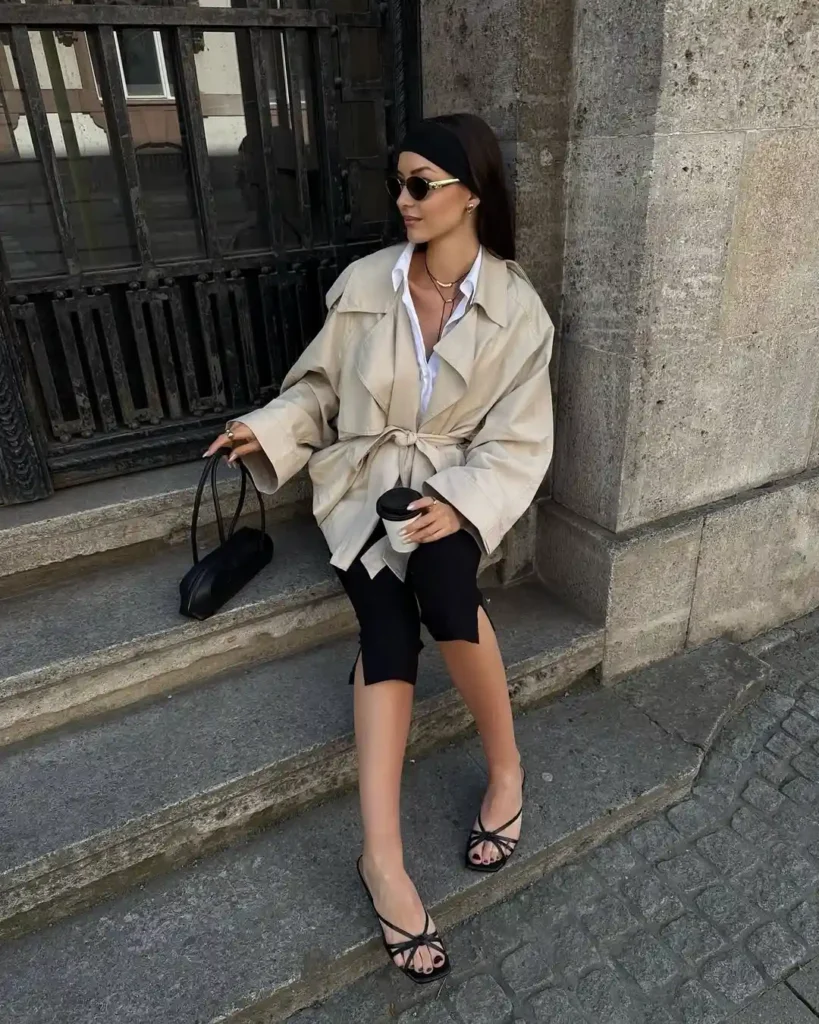 Cropped Trench Coat Outfit with Heels