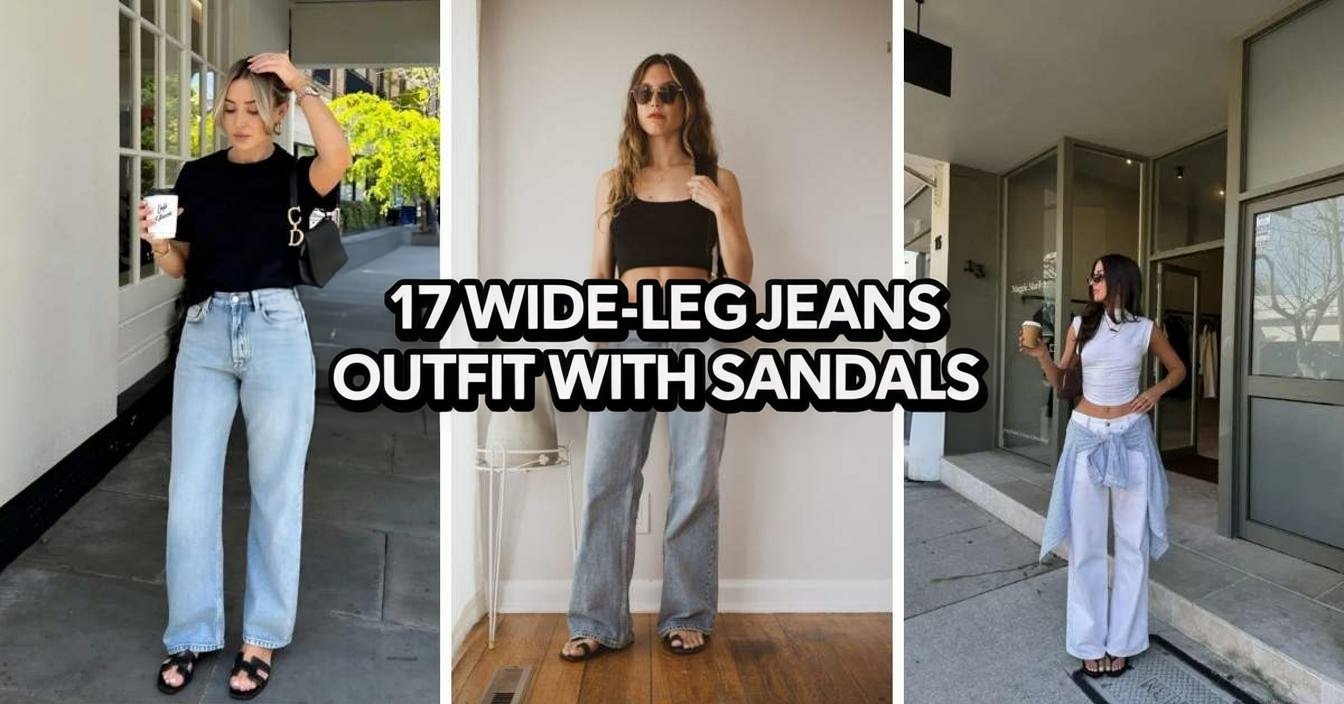 Wide-Leg Jeans Outfit with Sandals
