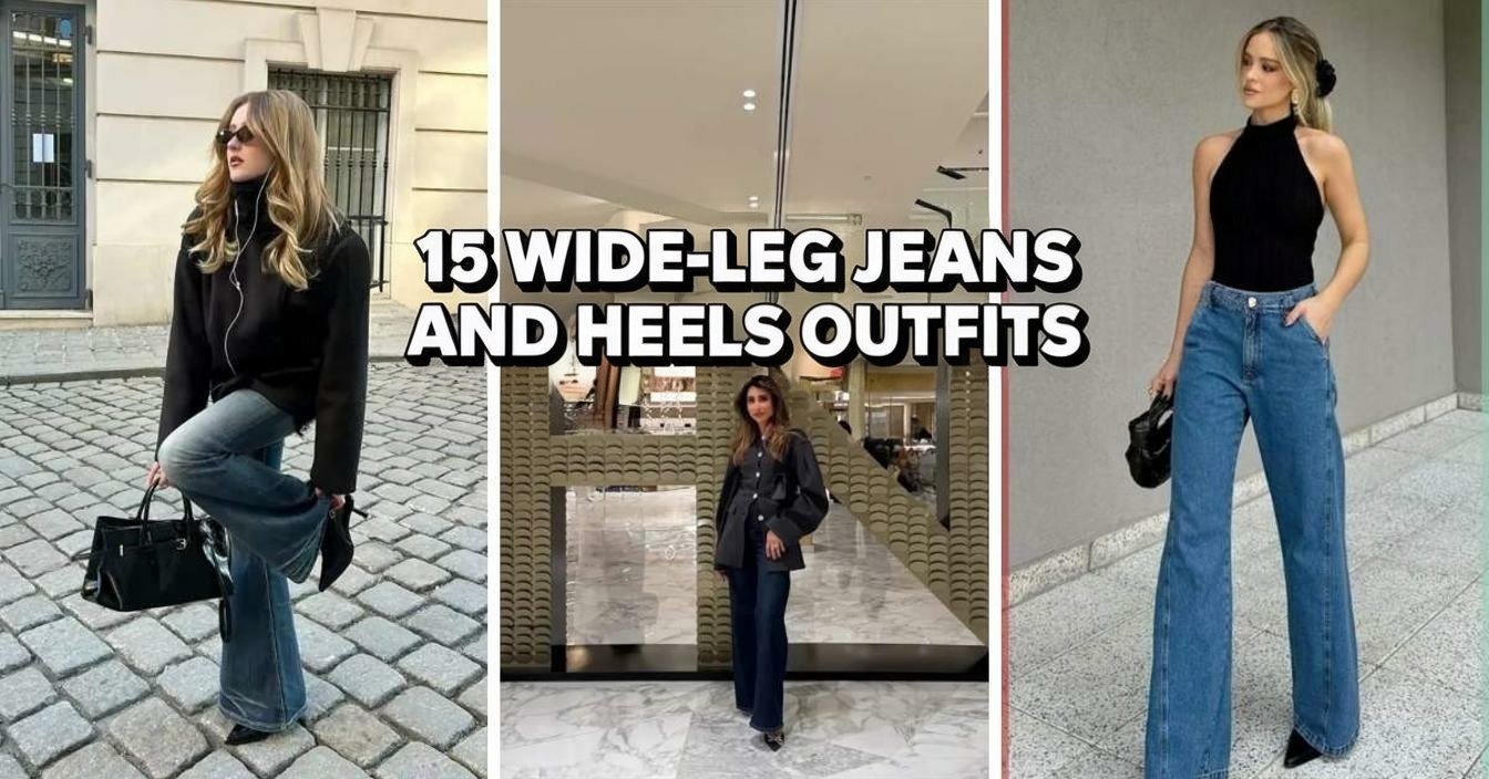 Wide-Leg Jeans and Heels Outfits