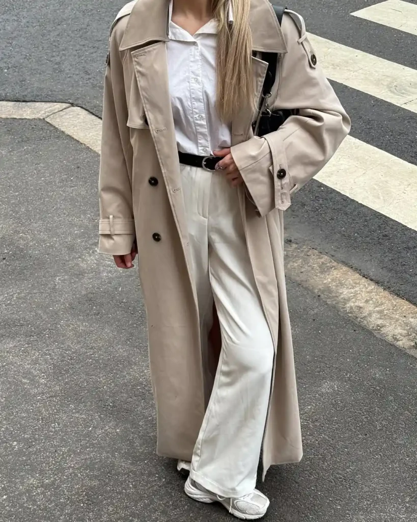 Polished Neutral Trench Coat Outfit with New Balance