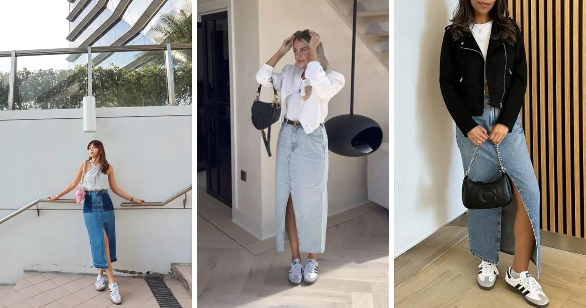 Adidas Samba Denim Skirt Outfit Ideas