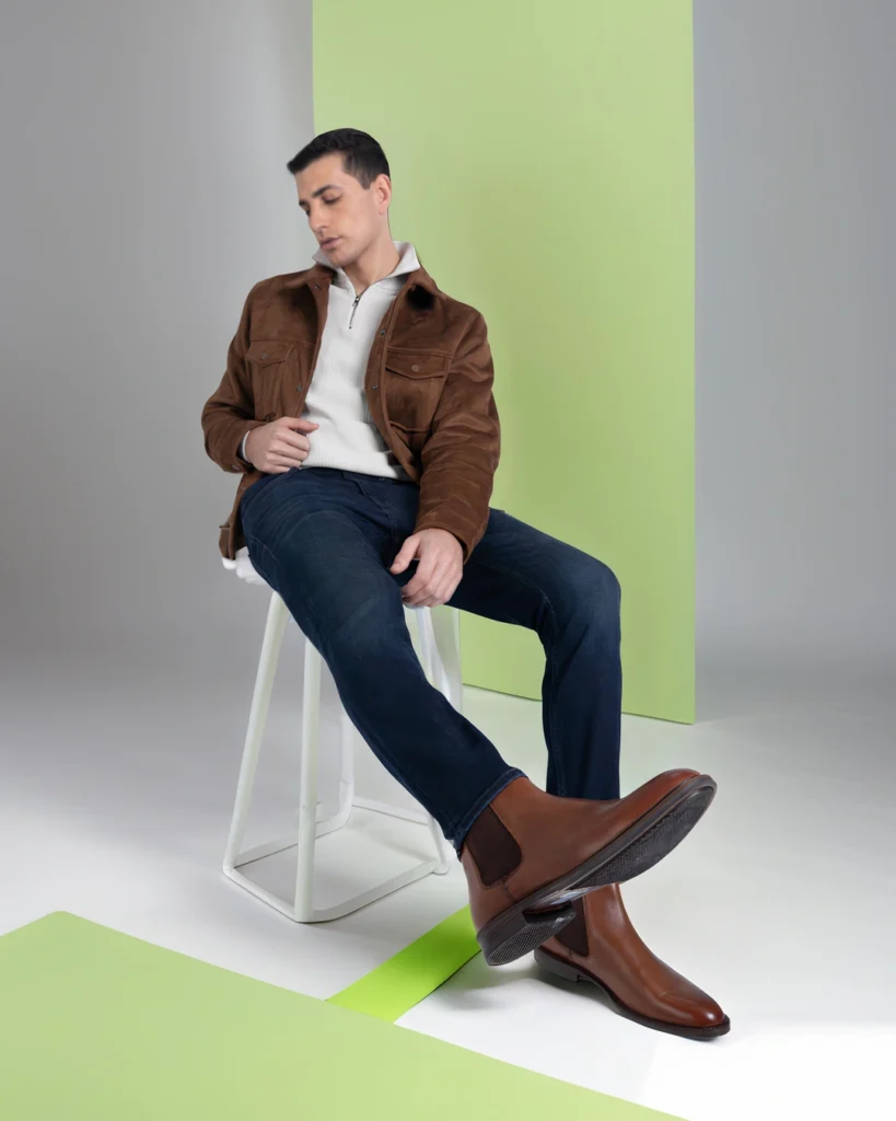 Brown Jacket Chelsea Boots Smart Formal Outfit