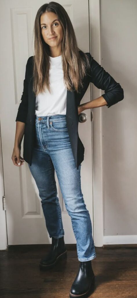 Classic Blazer Business Casual Chelsea Boots Outfit