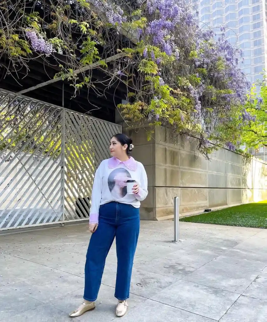 Oversized Collar Top and Mary Jane Flats Spring Outfit